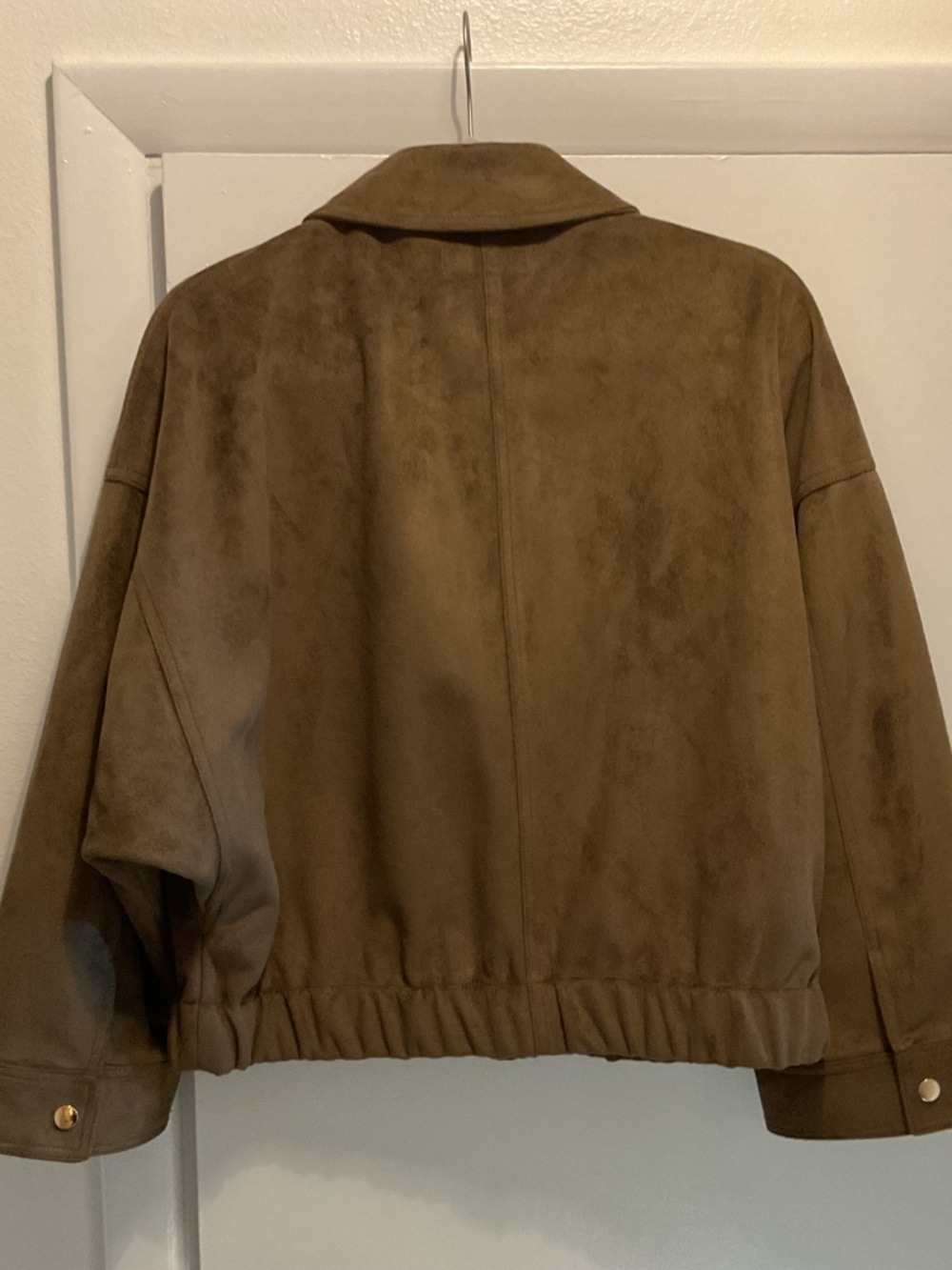 NWT Zara Faux Suede Jacket, Size Medium, Khaki Green Color - Picture 4 of 5
